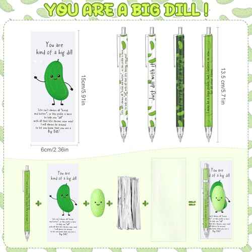 TecUnite 60 Sets Pickle Gifts Bulk Christmas Employee Appreciation Team Inspirational Pickle Pen Stress Ball Awesome Motivational Card Rad Tech Week OR Nurse Practitioner Gifts