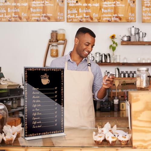 2 Pcs 11x17 Inch Acrylic Sign Holder Clear Menu Display Stand Literature Flyer Poster Frame Pricing Flyer Letter Notice Photo Table Tent Double Bottom Loading Sided for Tabletops(11x17 Inch)