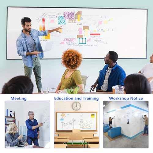 Magnetic Dry Erase Whiteboard Paper with Adhesive, 47" x 23" White Board Film for Wall, Easy to Write and Clean Dry Erase Board for Office, Classroom, Home, Include Marker, Magnetic Eraser and Magnets