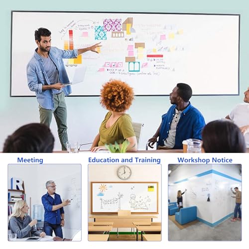 Magnetic Dry Erase Whiteboard Paper with Adhesive, 30" x 15" White Board Film for Wall, Easy to Write and Clean Dry Erase Board for Office, Classroom, Home, Include Marker, Magnetic Eraser and Magnets