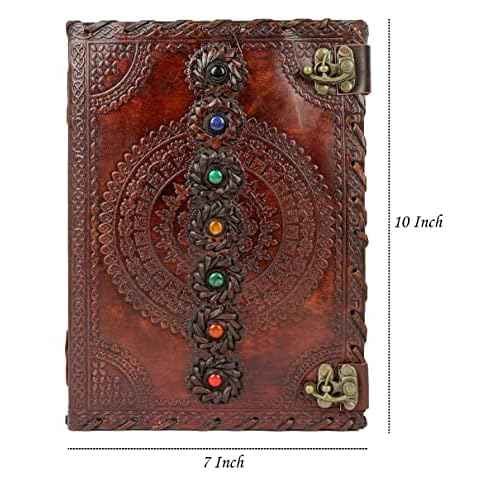 Leather Journal Book Seven Chakra Medieval Stone Embossed Handmade Book of Shadows Notebook Office Diary College Book Poetry Book Sketch Book 10 x 13 inches