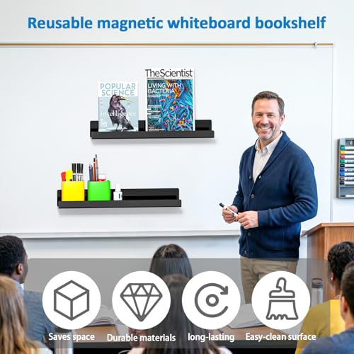 Magnetic Whiteboard Shelf Set of 2 – Strong Hold Acrylic Organizer for Classroom & Office