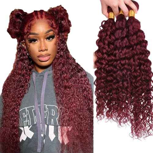 #99J Burgundy Bundles Human Hair Water Wave Bundles 22 22 22 Inch Wine Red Water Wave Bundle Unprocessed Brazilian Virgin Weave Hair 3 Bundle 50 Gram Per Bundle