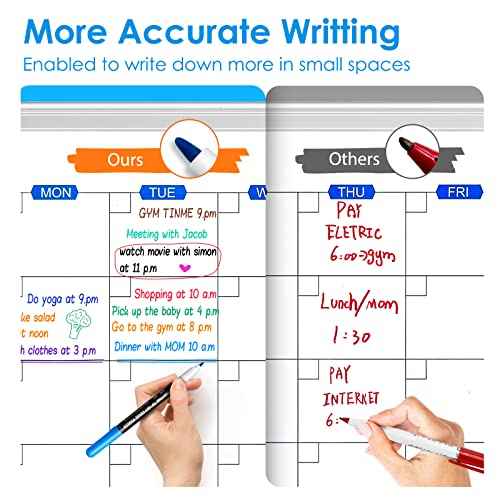 maxtek Dry Erase Markers Ultra Fine Tip, 0.7mm, Low Oror, Extra Fine Point Dry Erase Markers for Planning Whiteboard, Calendar Boards, 6 Count