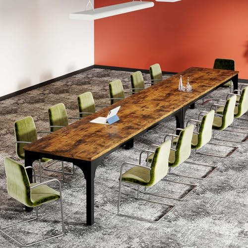 Trggivs 13FT Brown Conference Table Set - 2 Pieces Large Office Meeting Desks