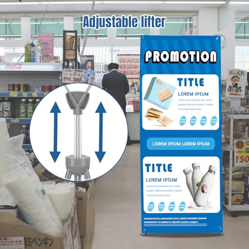 2PACK Adjustable X Banner Stand for Display Banner Holder Stand Adjustable Size 23"X63" to 32"X78" with Carrying Bag for Trade Shows Promotions Events,