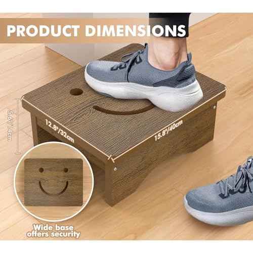 Y&M One Step Stool for Adults & Seniors, Waterproof HDPE Bedside Support Step Stool with Non-Slip Foot, 5.6" Heavy Duty Bed Step for High Beds, Bedroom, Office, Kitchen, Living Room ? Rustic Brown