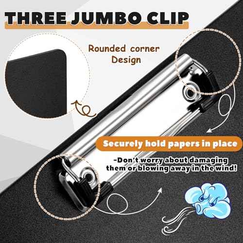 Tenceur 4 Pcs Extra Large 11x17 Clipboard - Horizontal Three Clip Plastic Clipboard for School, Office, Home & Teachers