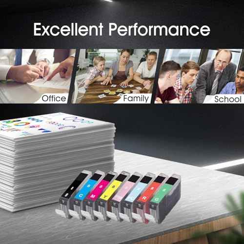 CLI-8 Ink Cartridges 8-Pack Replacement for Canon CLI 8 cli8 Ink Cartridges Combo Pack Compatible for Pixma Pro9000 and Pro9000 Mark II Printer (1BK 1C 1M 1Y 1PC 1PM 1R 1G)
