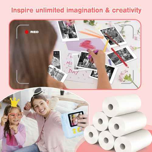 12 Rolls Kids Camera Instant Print Refill Paper Set, Phetium HD Printing Thermal Paper for Most Kids Instant Camera Photo Print (White-12 Rolls)