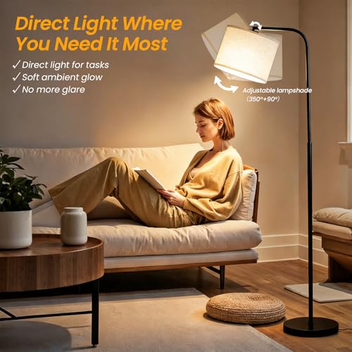 Beanliss Black Arc Floor Lamp with Remote, Dimmable & 3 Color Temperatures