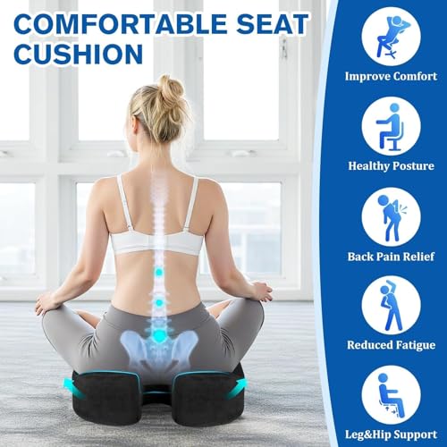 CushyOasis Gel Memory Foam Seat Cushion for Office & Wheelchair, Large Black