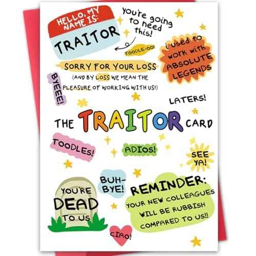 Funny Coworker Traitor Leaving Card,Going Away Card for Colleague, Goodbye Farewell Cards for Him Her, New Job Gift for Men Women