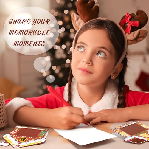 200 Sets Christmas Photo Cards with Envelopes Stickers Christmas Cards with 4 x 6 Photo Insert Picture Frame Holders for Xmas Holiday Greeting Supplies(Gingerbread House, White)