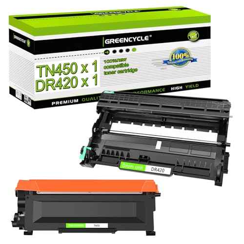 greencycle TN450 Toner Cartridge & DR420 Drum Unit Compatible for Brother TN-450 TN420 TN-420 DR420 DR-420 Work with HL-2240 HL-2280DW HL-2270DW MFC-7860dw Intellifax 2840 Printer (1 Toner, 1 Drum)
