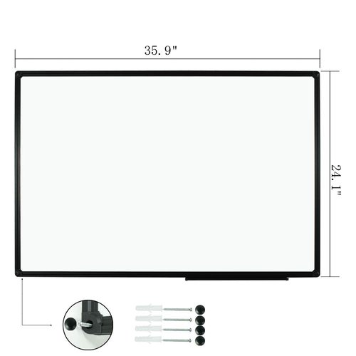 JILoffice Magnetic Whiteboard/White Board, Dry Erase Board 36 x 24 Inch, Black Aluminum Frame Wall Mounted Board for Office Home and School