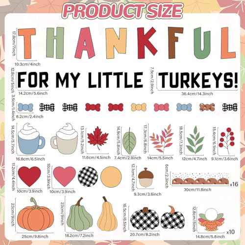 Thanksgiving Turkey Bulletin Board Set Fall Photo DIY Turkey Classroom Decorations Thankful for Our Little Turkeys Cutouts Autumn Leaves Pumpkin Borders for Door School Home Thanksgiving Wall Decor