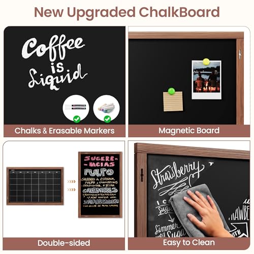 Chezerra 24x16 Magnetic Chalkboard Calendar Wall Organizer with Markers