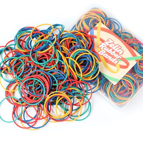 Zelin 100 Pcs Colorful Rubber Bands - Office Supplies Boxed Set, 7x Stretch