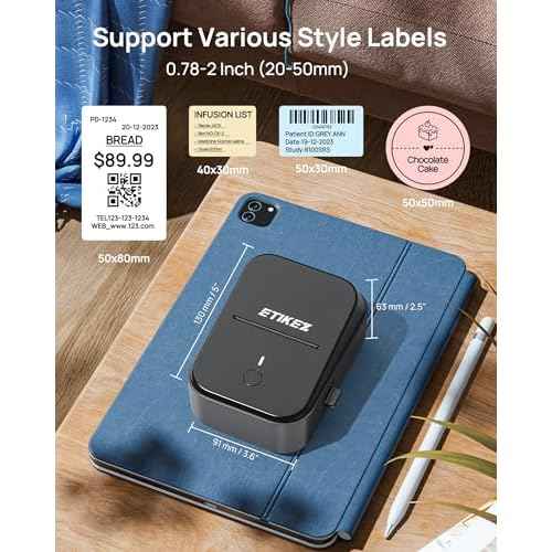 PM260 Label Maker Machine, 2 Inch Label Maker Bluetooth Label Printer, Inkless Portable Labeler for Home, Kitchen, School, Office Organization, Black