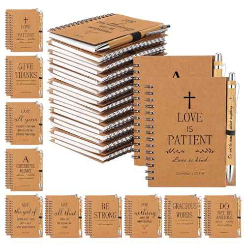 50 Christian Bible Notebooks with 50 Pens, Spiral Journal Bulk Prayer Notes Christian Religious Gifts for Family Friends Colleagues