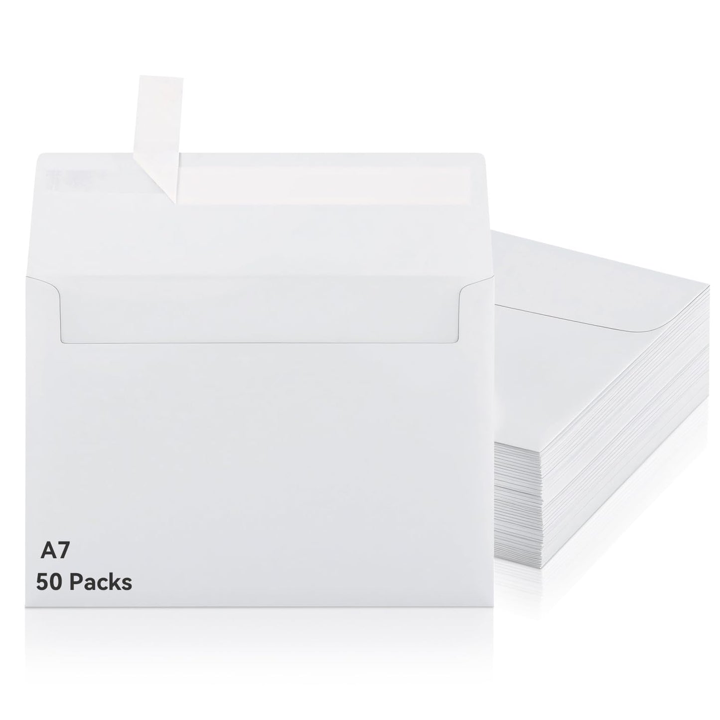 50 Pack 5x7 Envelopes for Invitations, A7 White Invitations Envelopes with Peel and Seal Closure, Card Envelopes for Wedding, Greeting Cards, Invitations, Photos, Postcards