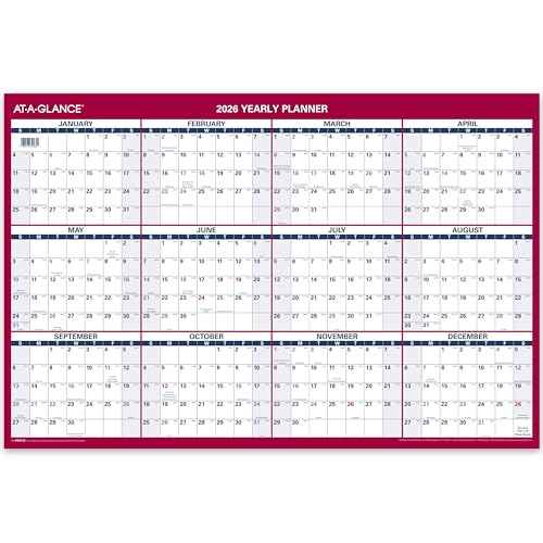 AT-A-GLANCE 2026 Wall Calendar, Monthly, 24" x 36", Extra Large, Paper, Reversible, Vertical-Horizontal (PM2122826)