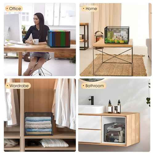 MaxGear Hanging File Organizer Box, Mesh Filing Folder for Letter/Legal Size, Metal File Crate Box with Handles, Cabinet Organizer Storage Boxes for Office Supplies, Clothes, Pantry, and Bath, 2 Pack