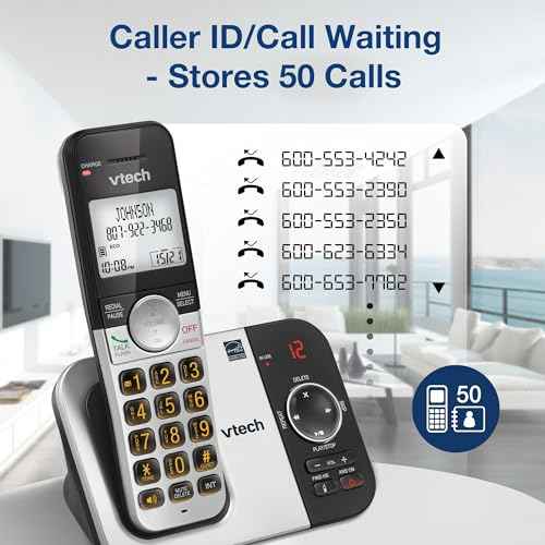 VTech VG232 Cordless Phone with Answering Machine - with Large Display Full-Duplex Speakerphone Caller ID/Call Waiting Last 10 Number Redial
