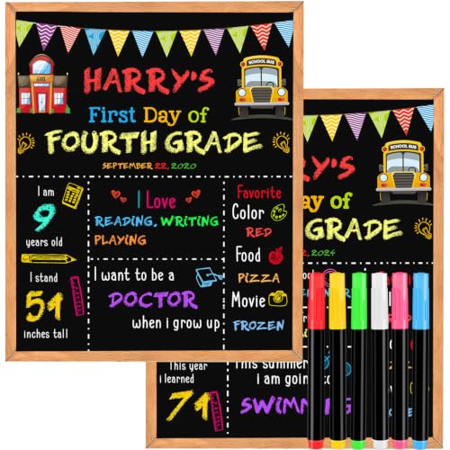 First Day of School Sign Board with 6 Liquid Chalk Markers - Style 1 / 11