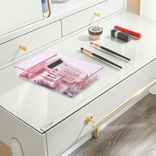Pink Acrylic Drawer Organizer Trays Set of 25 for Kitchen, Bathroom, Office & Makeup Storage