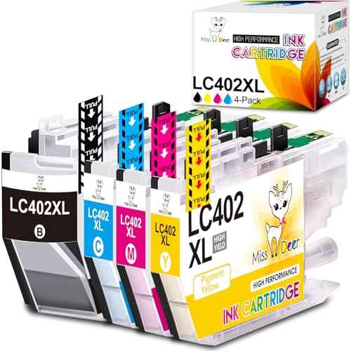 Miss Deer LC402XL Compatible LC402 Ink Cartridges High Yield Replacement for Brother LC 402 XL Work for MFC-J6540DW MFC-J5340DW MFC-J6740DW MFC-J6940DW Printer 4-Pack (Black Cyan Magenta Yellow)