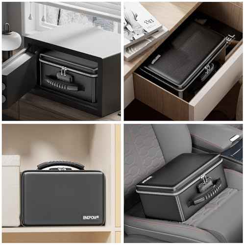 ENGPOW Fireproof Money Box, Small Hard Case Fireproof Box with Fireproof Zipper £¦ Lock, 6400¡ÆF Heat Insulated Fireproof Water Resistant Safe Box for Cash, A5 Document, Passport and More, Black