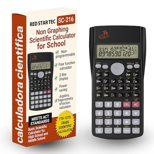 RED STAR TEC Non-Graphing Scientific Calculator - SAT Ready, Fraction Key, Single Pack