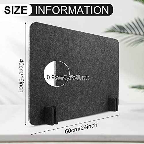 4 Pack Acoustic Desk Divider Desk Partition - Freestanding Privacy Panel 16 x 24 Inches Noise Reducing Partition for Office Table Standing Student Study Reception Area(Black Gray)