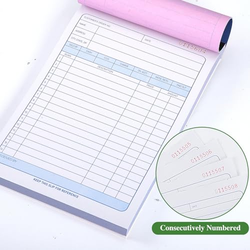 6-Pack Sales Order Book, 3-Part Carbon Copy Receipt Books (5-9/16 x 8-7/16) WSICSE