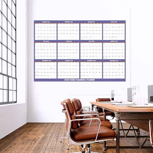 32" x 48" 2026 Wall Calendar 12 Month, Large XL Wet & Dry Erase Calendar for Wall Laminated Annual Yearly Wall Planner Reversible, Horizontal/Vertical