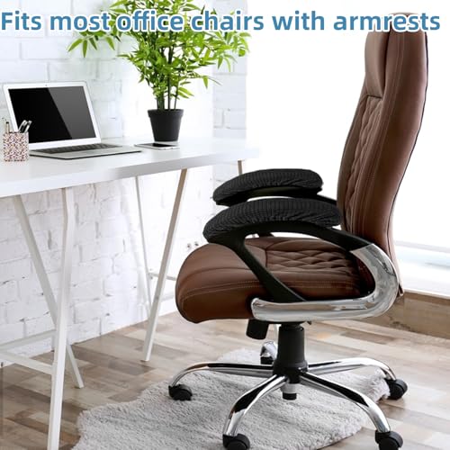 Office Chair Armrest Covers Set of 2 - Stretchable, Washable Arm Covers for Desk Chairs (Black) by ZNBSIXP