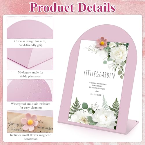 Pink Magnetic Display Board Set with 6 Flower Magnets - 11x8 in Home Office Classroom Decor