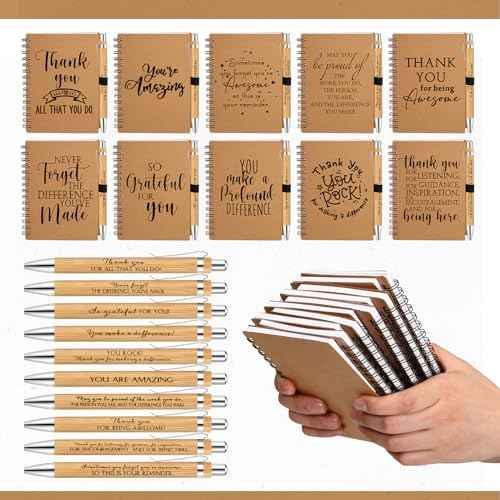 Tellingyou 60 Pcs Employee Appreciation Gift Bulk for Christmas Coworker A6 to Do List Kraft Notebook Ballpoint Pen Inspirational Gift for Office Team Staff Teacher Nurse Medical Assistant