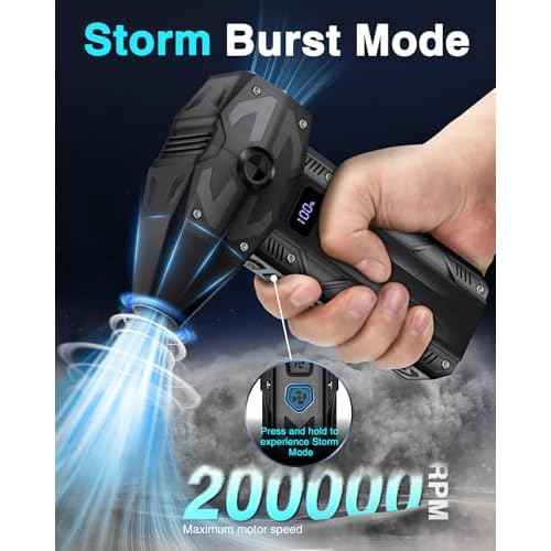 Compressed Air Duster - 4 Gear Adjustable Air Blower£¬200000RPM Storm Fan Super Powerful Cordless Air Duster with Fast Charging for Computer, Keyboard, Outdoor, Home, and Car