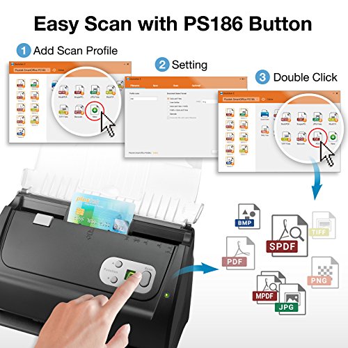 Plustek PS186 Desktop Document Scanner with Auto Feeder for Windows