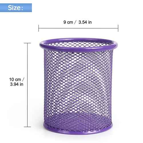 Tamaki Pen Holder Cup for Desk, Desk Organizer Wire Mesh Pencil Cup Holder for Desk Office Pen Organizer (Purple)