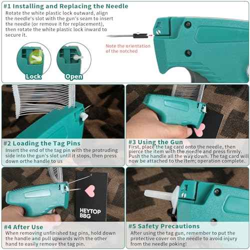Tagging Gun for Clothing¡¼Not a Stitch Gun¡½, Retail Hang Tag Gun for Clothes Labeler£¬Price Tag Attacher Gun Kit with 6 Needles, 1008pcs 2" Barbs Fasteners