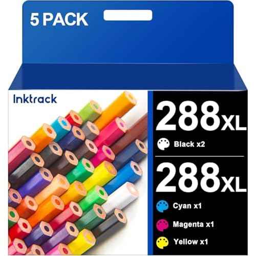 288XL Ink Cartridges 5 Pack Remanufactured for Epson 288 XL T288 T288XL Ink Cartridges Combo Pack to use for Expression Home XP-440 XP-330 XP-340 XP-430 XP-434 (2 Black,1 Cyan,1 Magenta,1 Yellow)