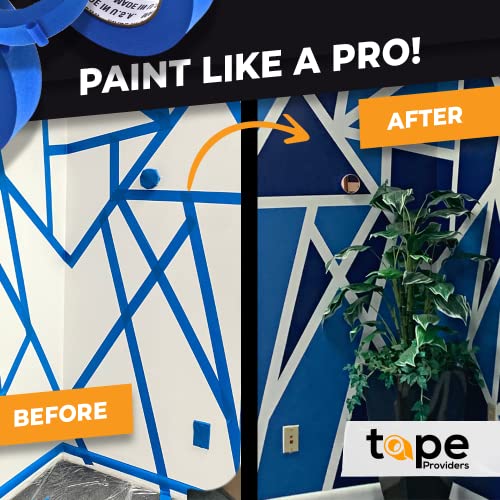 Made in USA Blue Painter¡¯s Tape - 3 inch x 60 yds. (4 Pack) Thick & Wide Masking Tape for Safe Wall Painting, Building, Remodeling, Labeling, Edge Finishing