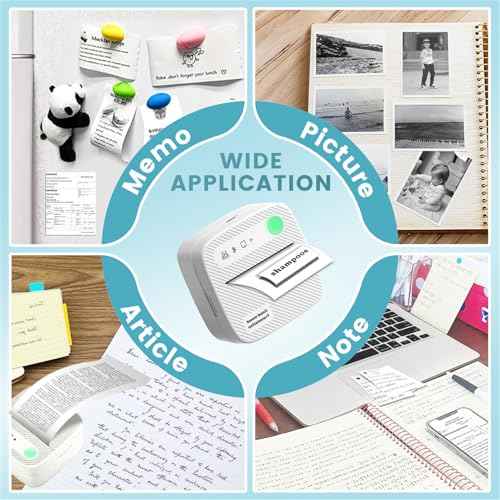 Sticker Printer with 7 Rolls Sticker Paper,Bluetooth Thermal Compatible with iOS & Android, Mini Pocket Portable and Inkless,Study for Flashcards, DIY, Notes