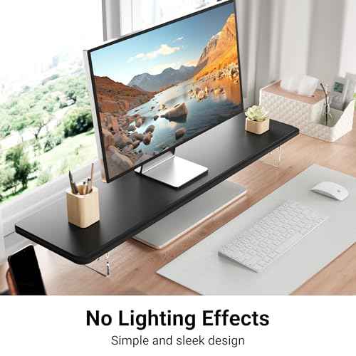 Monitor Stand Riser,31.5-Inch LED Light Wood Computer Monitor Stand with Adjustable Acrylic Legs,Desk Accessories Desktop Organizer Stand for, Computer,Laptop,Printer,PC TV Screen Riser,Black