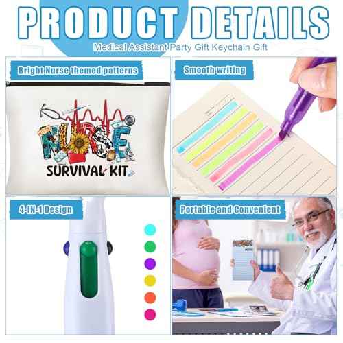 48 Pcs Nurse Appreciation Gifts Bulk 2025 Nurse Week Gift Badge Reel Pens Canvas Bags Notebooks Keychains Thank You Present for Women Nursing Students