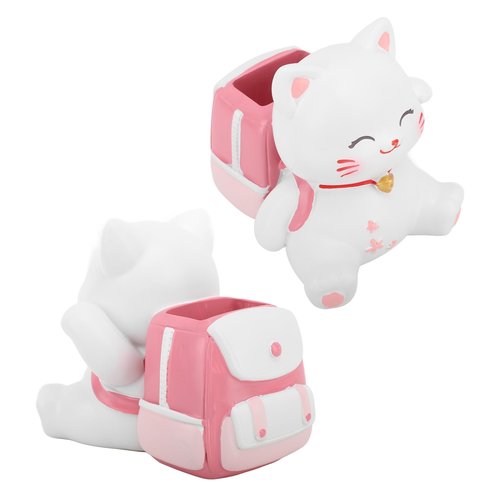 Pen Holder,Pen Holder for Desk, Cat for Desk Cute,Multipurpose Resin Cat Cute Pencil Holder for Home School Office Decor